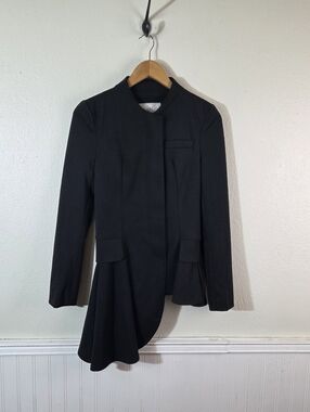 Vintage MaxMara Black Asymmetrical Peplum Blazer Jacket Womens Small Italy